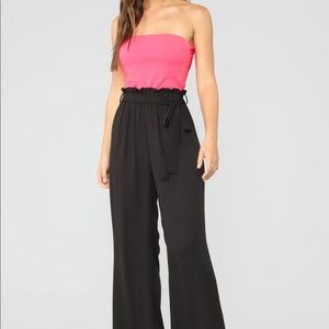 Sleeveless tube jumpsuit neon pink medium